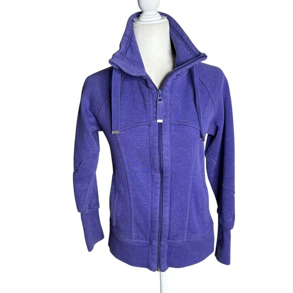 Mondetta Athletic Zip Up Jacket Sweatshirt Small Purple Pockets Thumb Holes - Picture 1 of 9